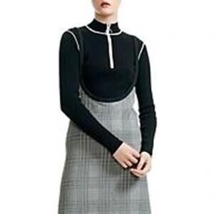 Maje Mandou Ribbed Zip Front Sweater in Black